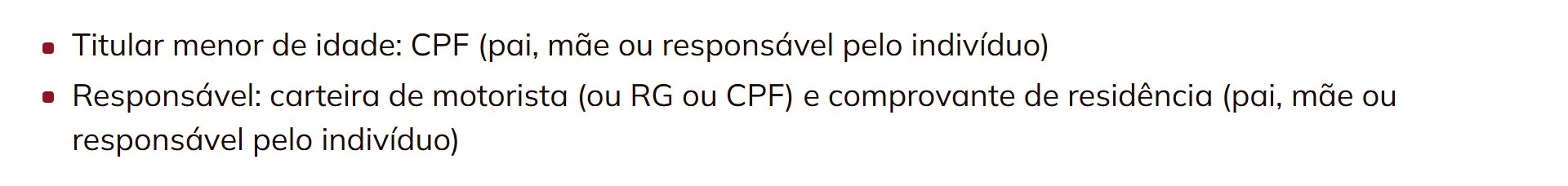 Documentação dos menores de idade para contrato Amil Jundiaí Empresarial